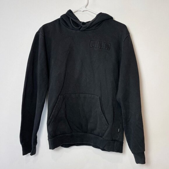 PUMA Mens Midweight Modern Basics V2 Fleece Hoodie Sweatshirt Black S Logo - Picture 1 of 5